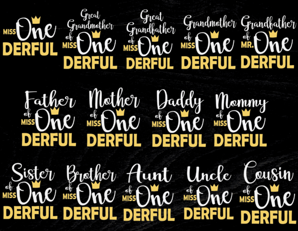 Custom Name, Family Of Miss Onederful Family Member Bundle 1St