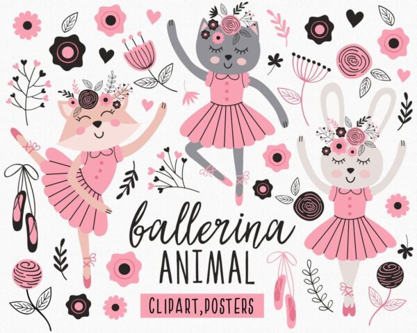 Cute Animals Svg, Dance Svg Clipart, Ballet Clipart, Rabbit, Clipart,