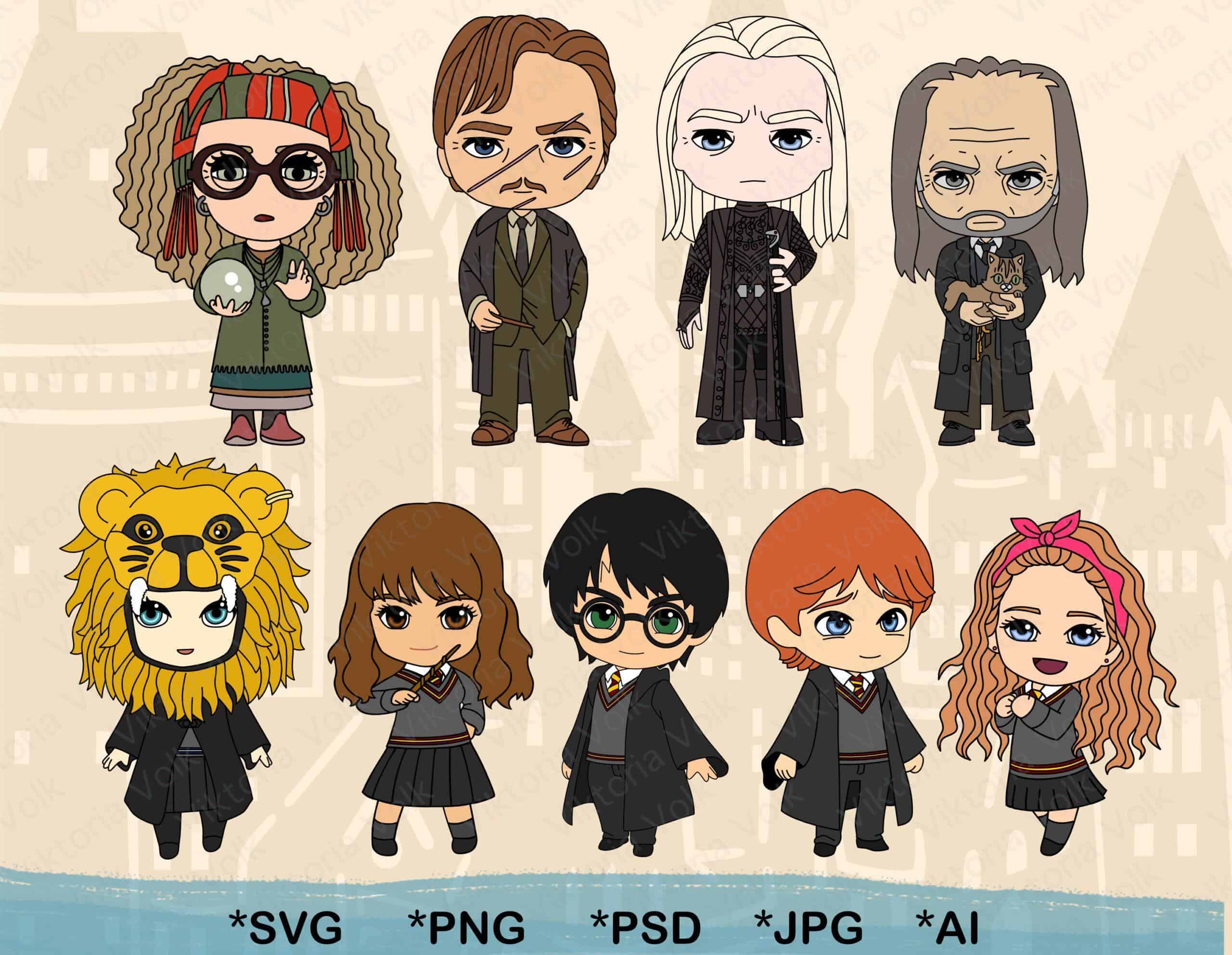 Cute Hogwards Characters Clipart, Harry Potter Svg, Hermione Cut ...