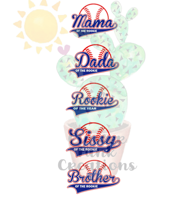 Dada, Mama, Sissy, Brother, & Rookie Baseball Svg Bundle, Family Svg,