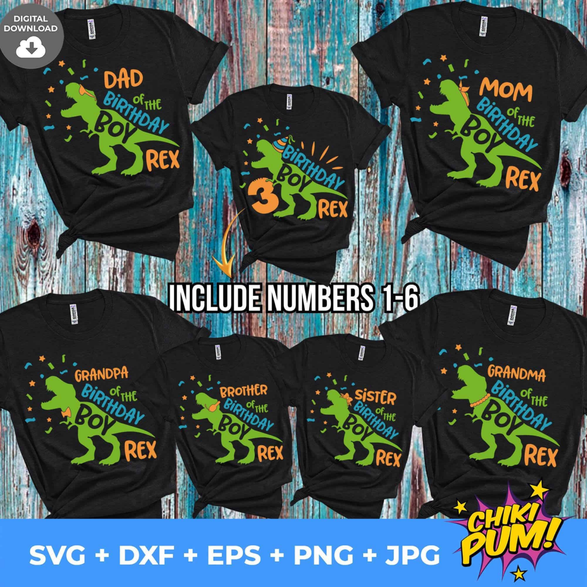 Dinosaur Birthday Boy Family Bundle Svg, Family Saurus Svg, Boys T
