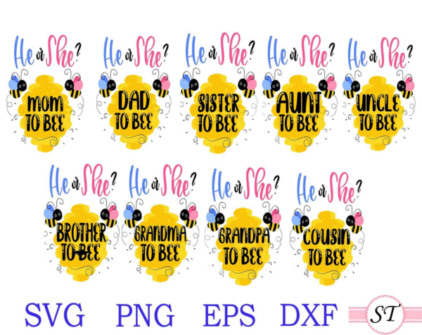 Discount 70%, Family He Or She To Bee Bundle Svg, He Or She Svg, Mom