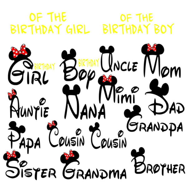 Disney, Birthday Bundle, Names, Matching Svg, Family, Vacation, Girl,