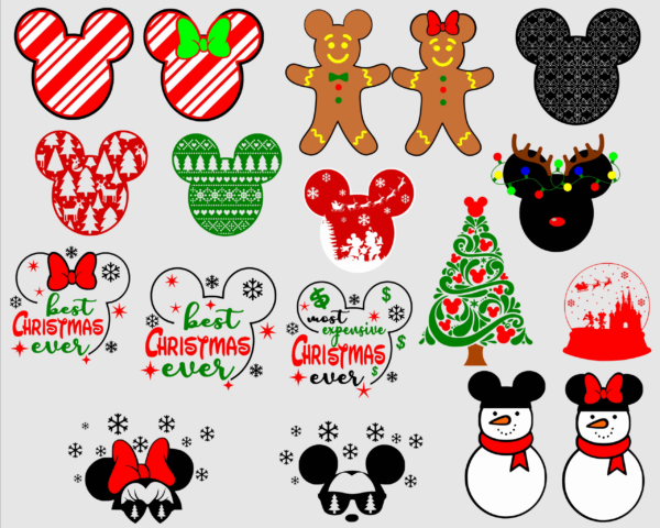 Disney Christmas Svg Bundle, Mickey Mouse Christmas Svg, Minnie Mouse