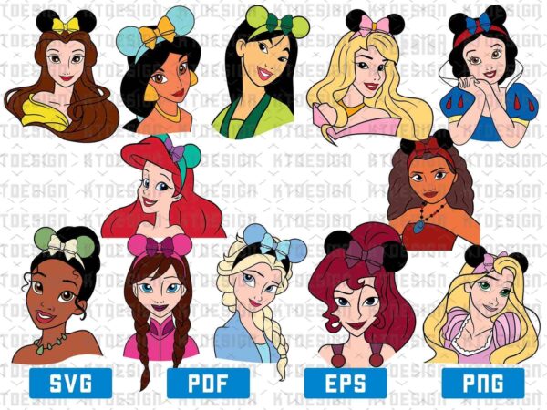 Disney Princess Svg, Disney Princess Silhouette, Disney Bundle Svg