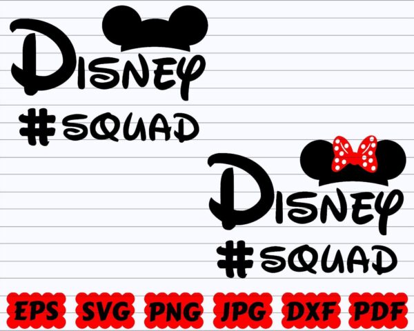 Disney Squad Svg, Squad Svg, Disney Svg, Mickey Ears Svg, Minnie Bow