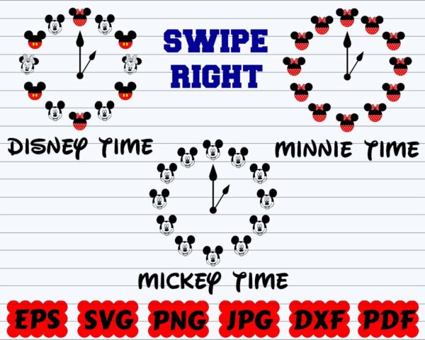Disney Time Svg, Minnie Time Svg, Mickey Time Svg, Clock Svg, Time