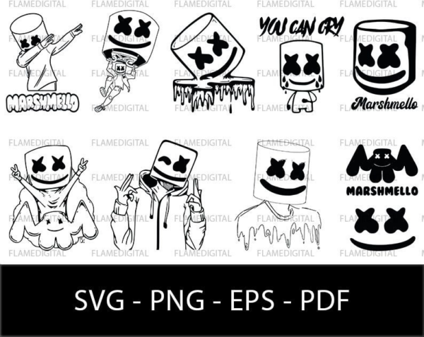 Dj Marshmello Svg, Marshmello Dabbing Svg, Marshmello Face,