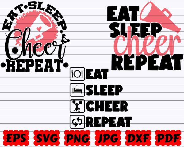 Eat Sleep Cheer Repeat Svg, Eat Sleep Cheer Svg, Eat Cheer Repeat Svg