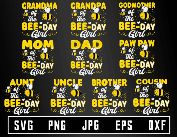 Family Bundle Bee Day Svg, Bee Svg, Bee Day Girl, Happy Birthday