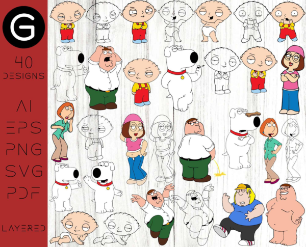 Family Guy Svg Bundle, Cartoon Clipart