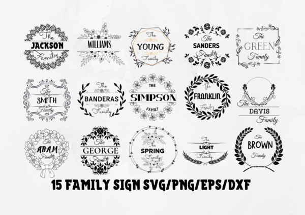 Family Name Svg, Family Monogram Svg, Family Frame Bundle, Family