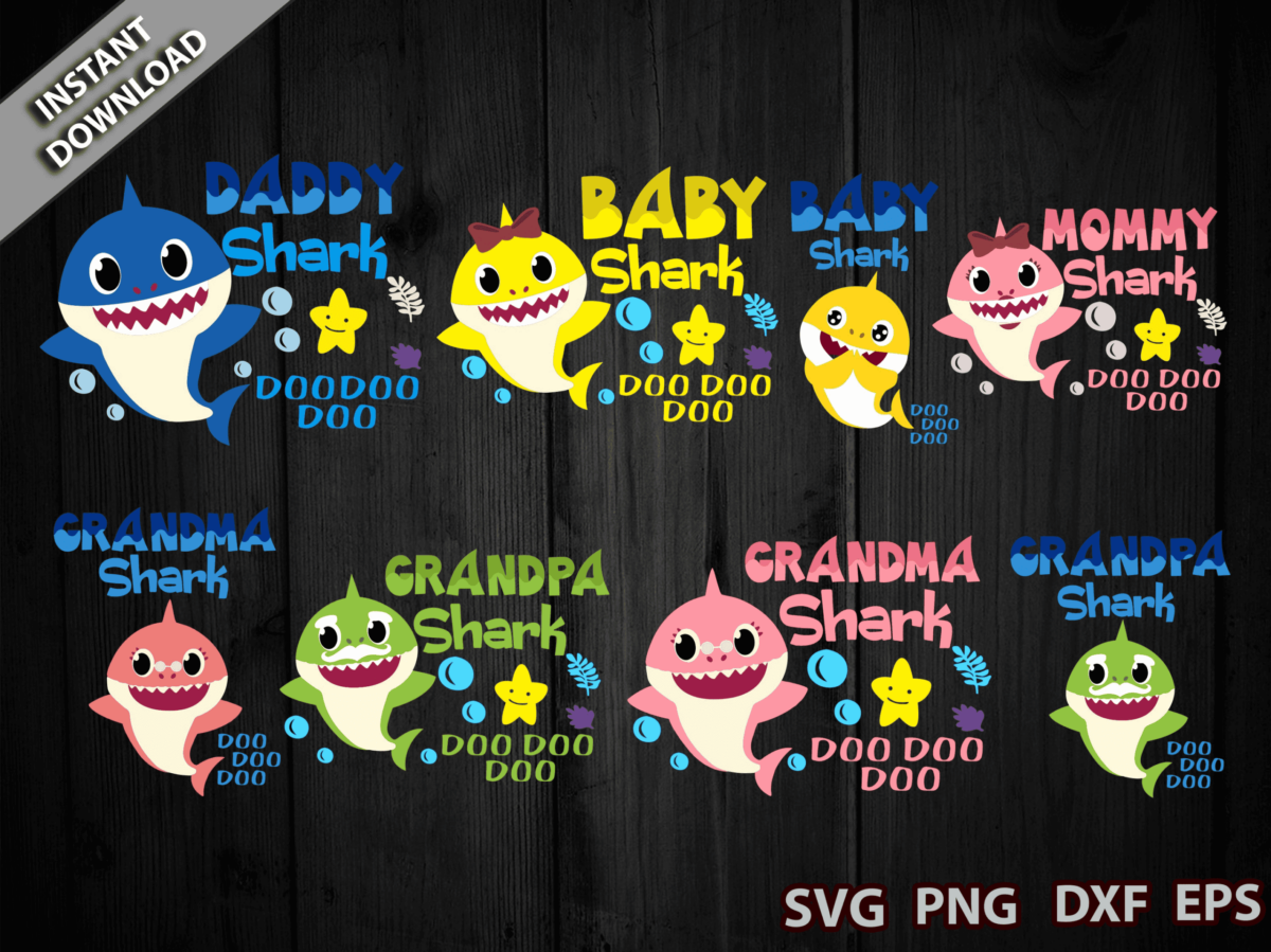 Family Shark Bundle Svg, Baby Shark Svg, Doo Doo Doo Svg, Mommy