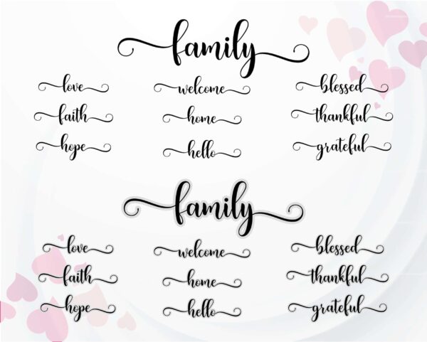 Family Words Svg, Welcome Svg, Love Svg, Christian Svg, Inspirational