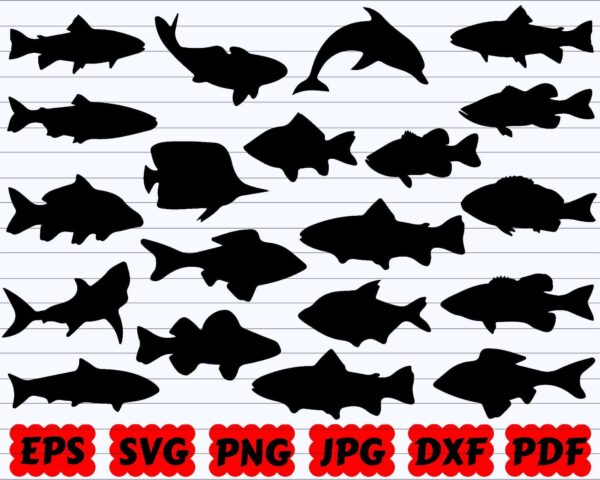 Fish Svg, Fish Svg Bundle, Fish Silhouette
