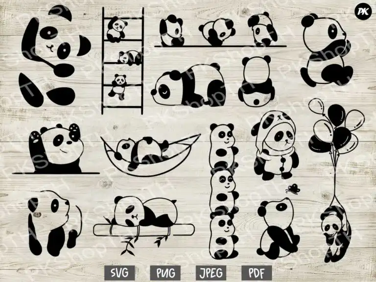 Funny Cute Panda Svg Bundle