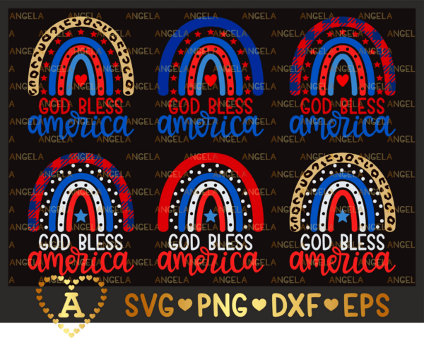 God Bless America Svg, Rainbow Svg, 4Th Of July Svg, Leopard Rainbow