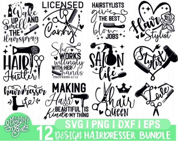 Hairdresser Svg Bundle, Hairstylist Svg Cut Files, Funny Hairdresser