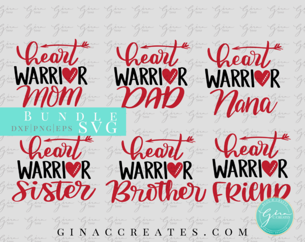 Heart Warrior Family Svg Bundle, Heart Warrior Mom Svg, Chd Svg