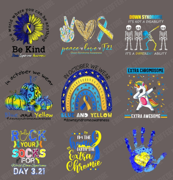 In October We Wear Blue And Yellow Down Syndrome Awareness, Down