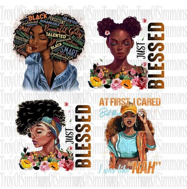 Just Blessed Black Girl Png, African American Girl Magic Png, Floral