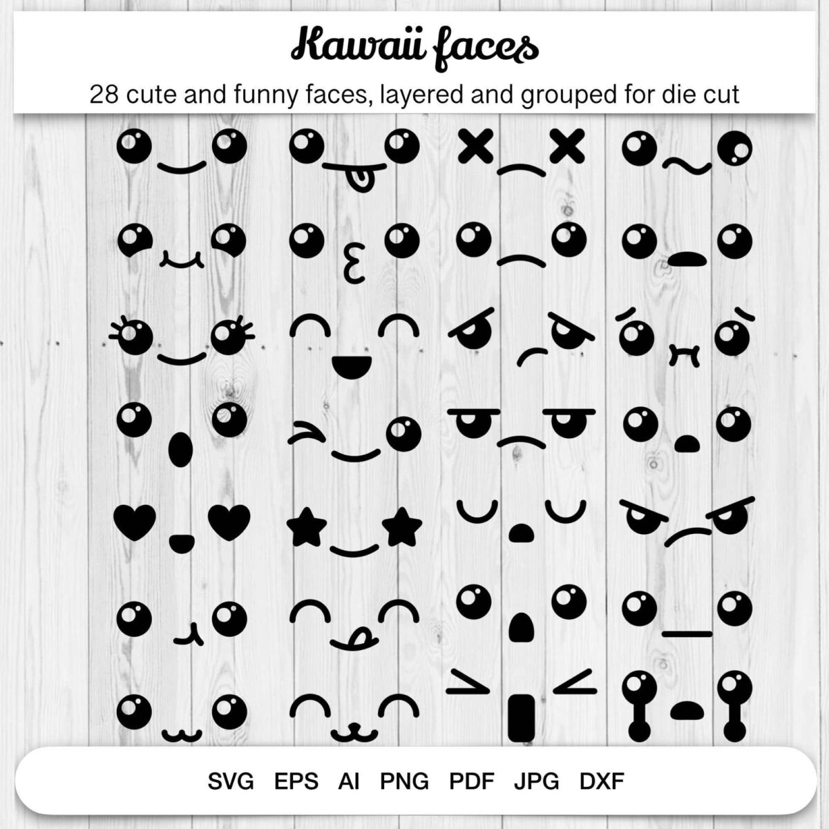 Kawaii Faces, Cute Emoji, Svg For Cricut, Svg Cricut, Silhouette Svg