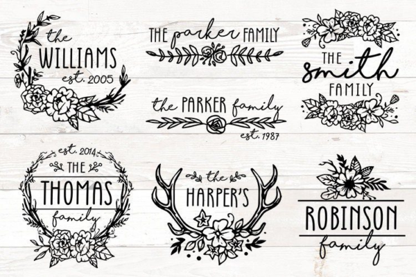 Last Name Svg File, Family Monogram Svg, Svg Bundle Family Name,