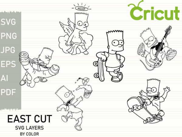 Layered Svg ,The Simpsons Svg, Bart Simpson Svg, Bundle, Cricut,