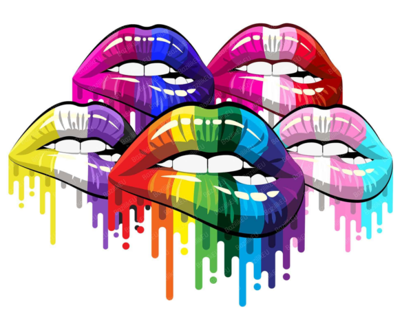 Lgbt Pride Lips Bundle, Dripping Lips, Lip Print, Sexy Biting Lip