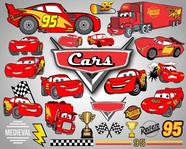 Lightning Mcqueen Vector Svg, Bundle Clip Art