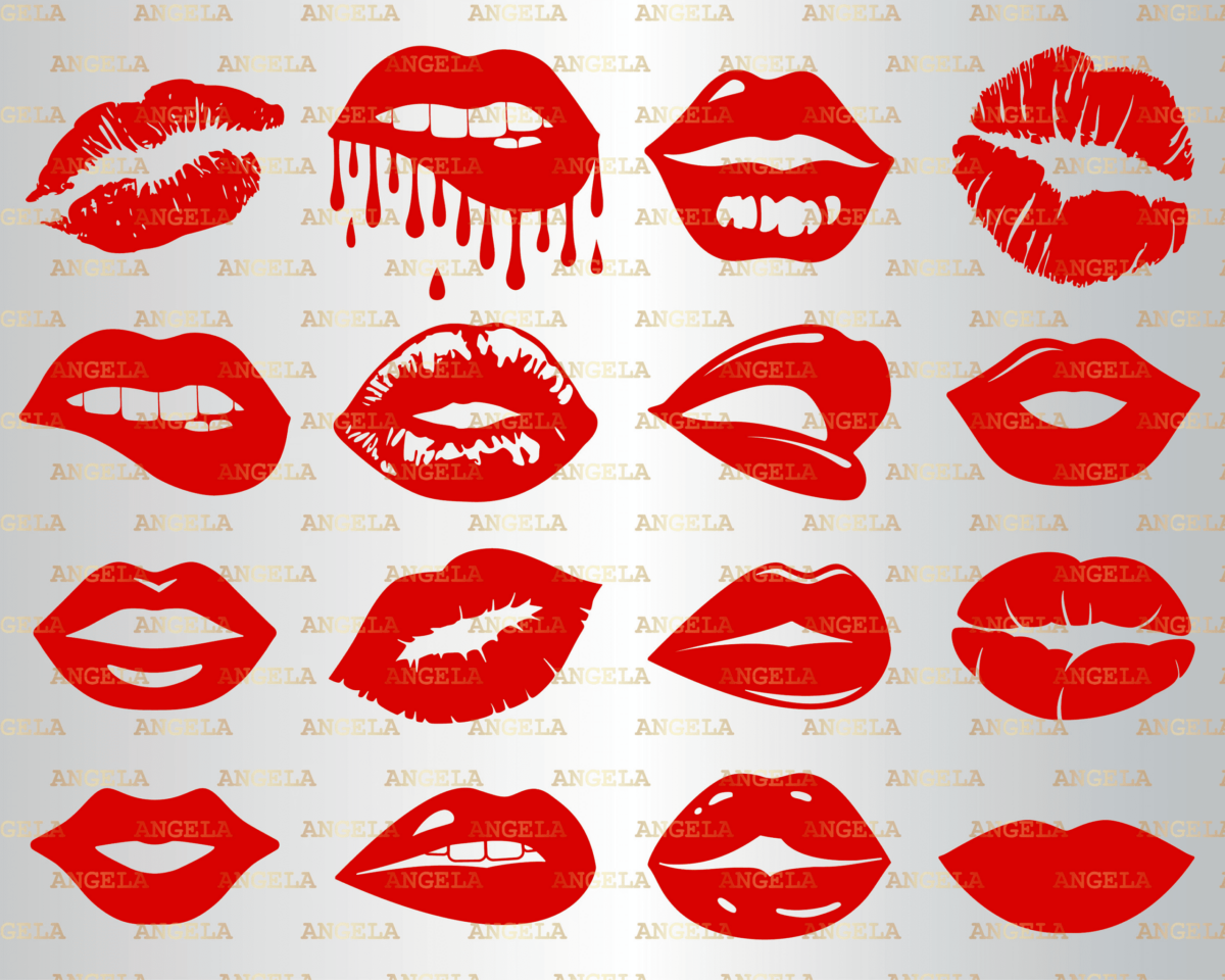 Lips Svg, Lips Bundle Svg, Kiss, Bleeding Lips, Biting Lips, Dripping