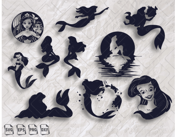 Little Mermaid 10 Svg Bundle, Little Mermaid Cut File, Ariel Svg For