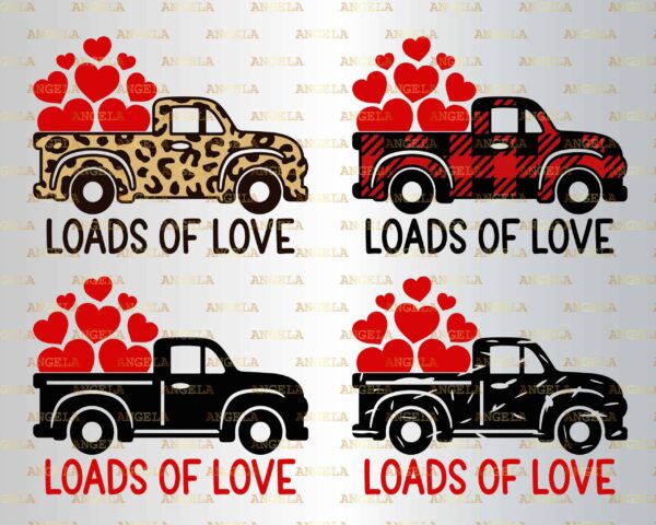 Loads Of Love Svg, Valentine Truck Svg, Valentine'S Day Svg, Leopard