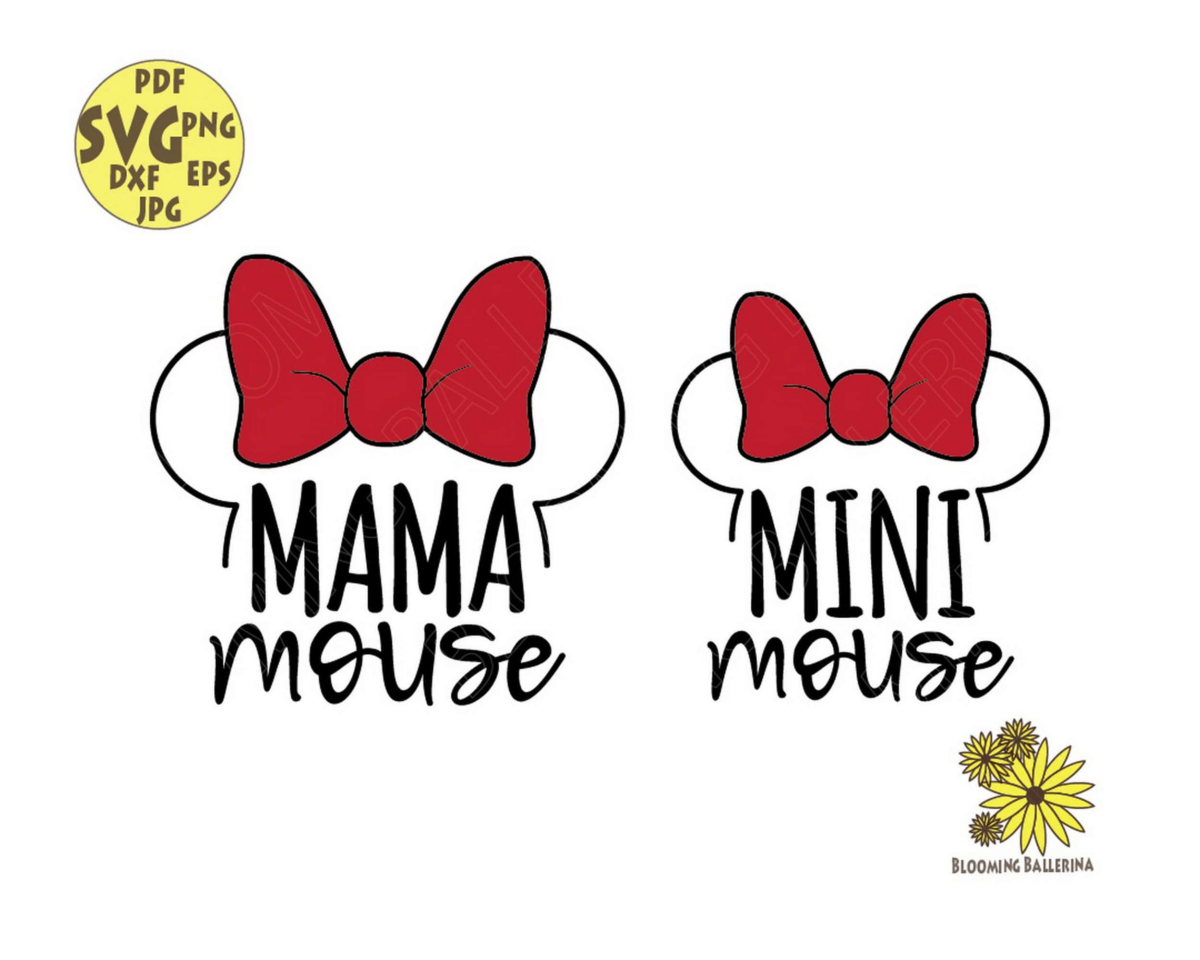 Mama Mouse Svg, Mini Mouse Svg, Mom And Daughter Mouse Svg