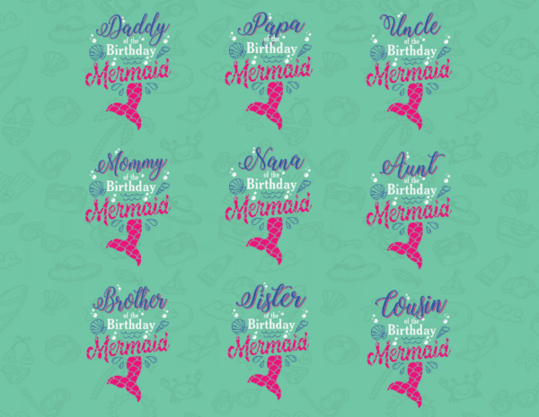 Mermaid Birthday Girl Family Members Bundle Svg, Mermaid Tail Svg,