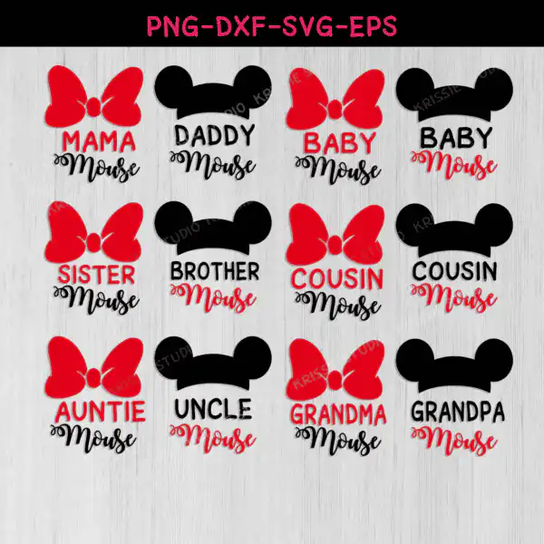 Mickey &Amp; Minnie Family Svg