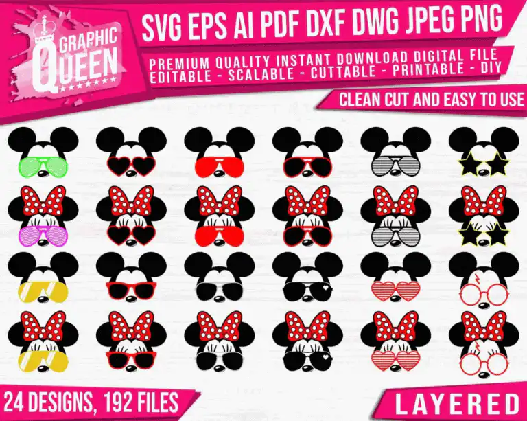 Mickey Minnie Sunglasses Bundle Svg