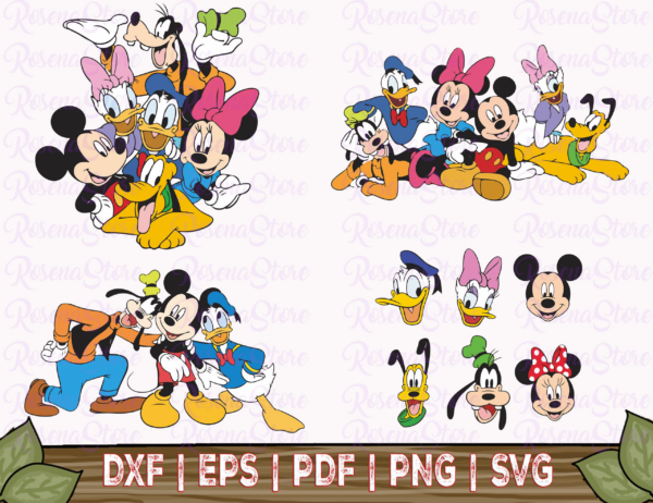 Mickey Mouse And Friends Bundle Svg & Png Cut Files, Printable