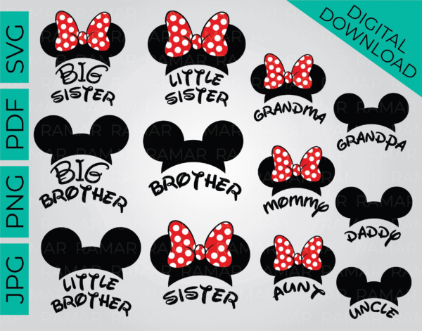 Mickey Mouse Ears Svg, M M Svg Bundle, M M Cut File, M M Silhouette,