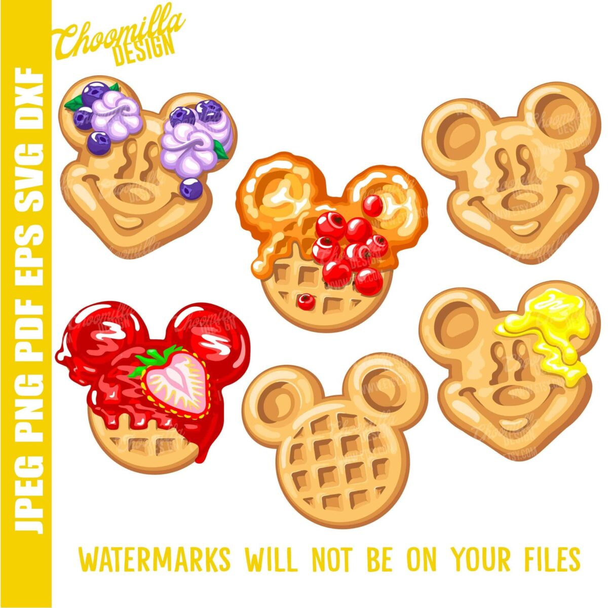 Mickey Waffles Svg, Beautiful Disney Food Svg, Glazed Waffles Bundle Svg