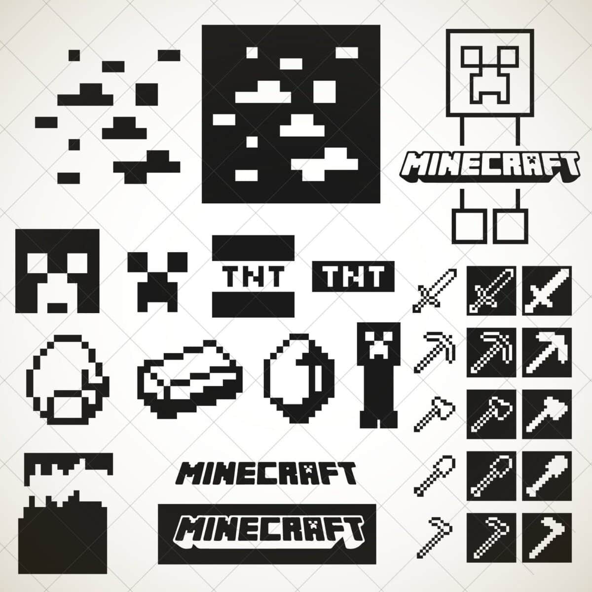 minecraft mineral cube and tools svg cutfile svg cricut silhouette jjv1m