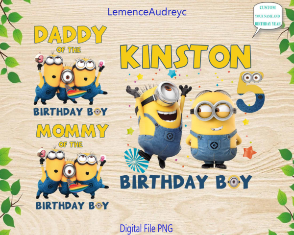 Minions Birthday Family Bundle, Png, Minions Personalized, Minions