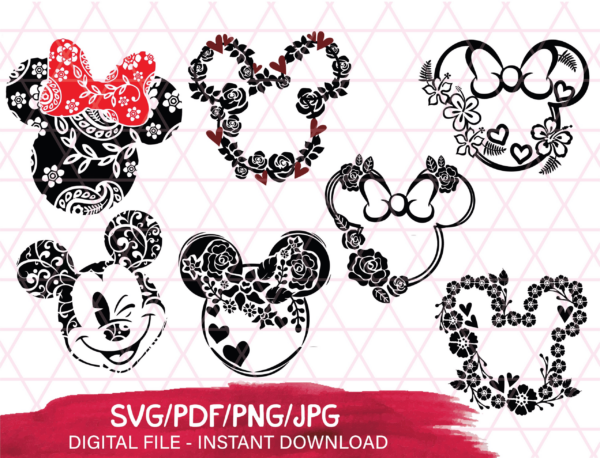 Minnie Mouse Svg Flower Disney Minnie Floral SVG