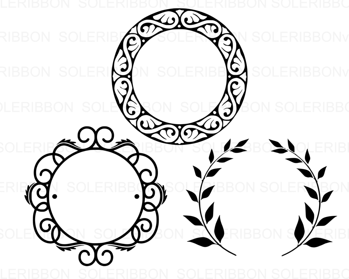 Monogram Frame Bundle Svg, Circle Frames Svg, Initial Frames Svg