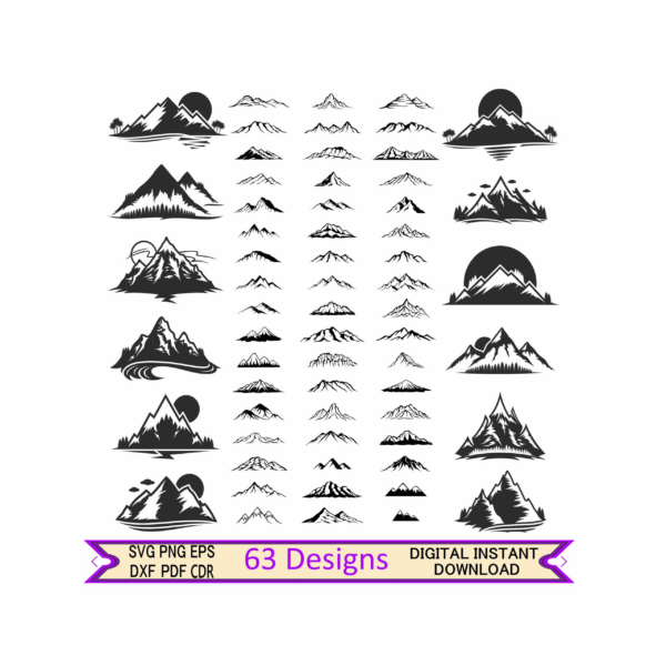 Mountain Svg Bundle Files Png Epr Cdr Dxf Mountains Cricut Desi Wall