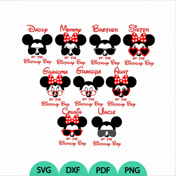 Mouse Family Birthday Svg