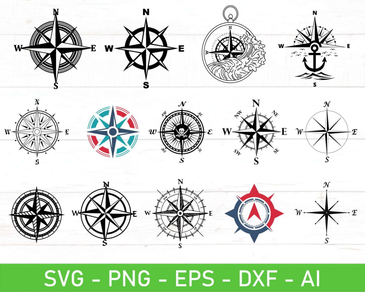 Nautical Compass Svg, Eps, Dxf, Ai, Png, Files For Cricut, Trending