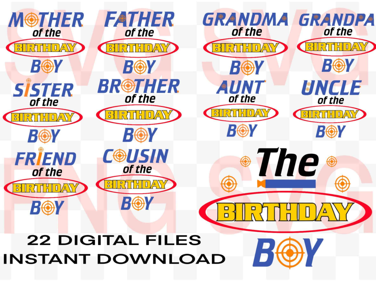 Nerf Family Birthday Svg And Png Files (Must Unzip) Family Birthday