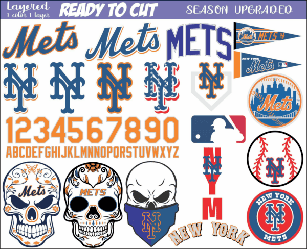 New York Mets Svg Baseball Mlb Clipart Cut Stencil Crafts Cricut Art ...