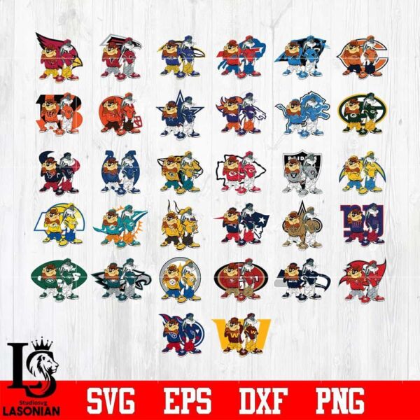 Nfl Bundle Taz And Bugs Kriss Kross Nfl Svg,
